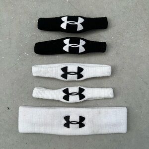 Under Armour UA Performance Headband Wristbands Black White Lot of 5